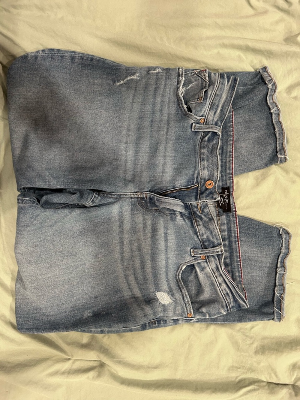 Distressed Light Blue Cropped Women's Jeans - Slim Ankle Fit